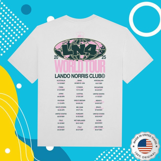 Lando Norris Store Merch World Tour White Tee Lando Norris Store Merch World Tour White Tee