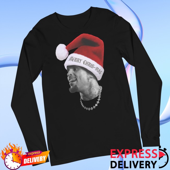 Chris Brown Shop Store Merch Merry Christmas Big Head LS T-Shirt Chris Brown Shop Store Merch Merry Christmas Big Head LS T-Shirt