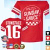 Stoneface Brewing Store Merch Sunday Sauce Football T-Shirt 2 kenny stoneface brewing store merch sunday sauce football t shirt wwq