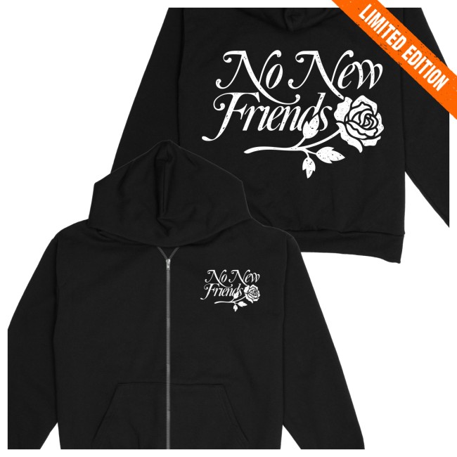 Saosin Store Merch No New Friends Rose Zip-Up Hoodie Saosin Store Merch No New Friends Rose Zip-Up Hoodie