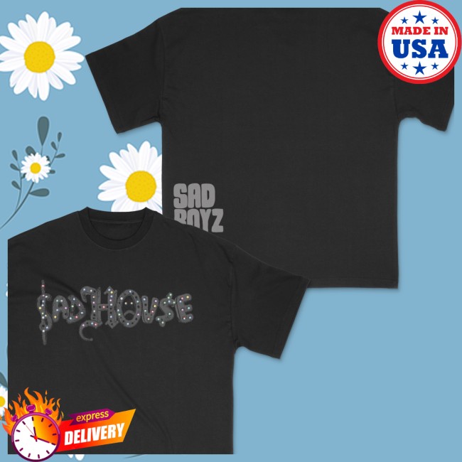 Sad Boyz Store Merch Sad House Rhinestone Black Tee Sad Boyz Store Merch Sad House Rhinestone Black Tee