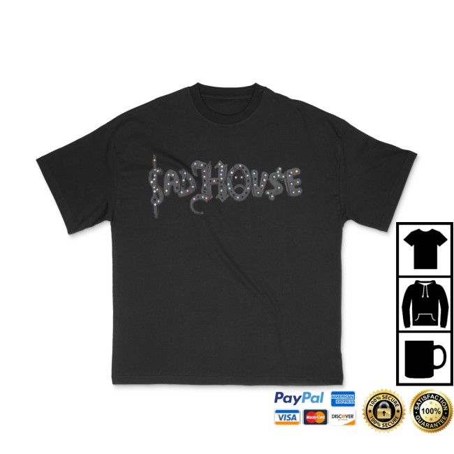Sad Boyz Store Merch Sad House Rhinestone Black Tee Sad Boyz Store Merch Sad House Rhinestone Black Tee