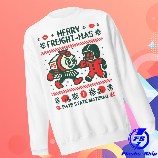 Pate State Material Store Merch Merry Freight-Mas Ugly Sweatshirt Pate State Material Store Merch Merry Freight-Mas Ugly Sweatshirt
