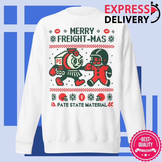 Pate State Material Store Merch Merry Freight-Mas Ugly Sweatshirt Pate State Material Store Merch Merry Freight-Mas Ugly Sweatshirt