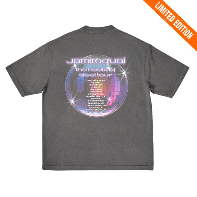 Jamiroquai Store Merch Heels Of Steel Disco Ball T-Shirt Jamiroquai Store Merch Heels Of Steel Disco Ball T-Shirt