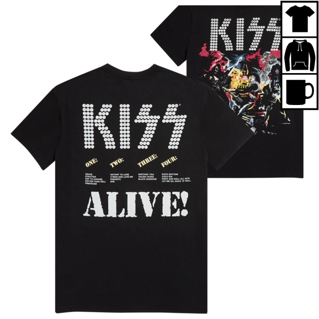 Kiss Official Store Merch Alive Track List T-Shirt Kiss Official Store Merch Alive Track List T-Shirt