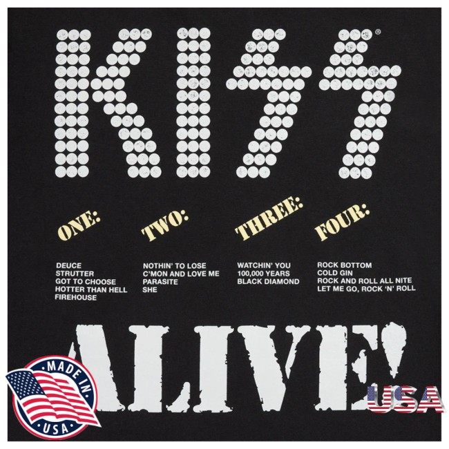 Kiss Official Store Merch Alive Track List T-Shirt Kiss Official Store Merch Alive Track List T-Shirt