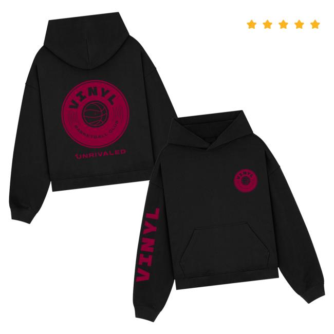 Unrivaled Merch Store Vinyl Basketball Club Logo Hoodie Black Unrivaled Merch Store Vinyl Basketball Club Logo Hoodie Black