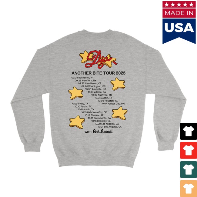 Djo Music Store Merch Another Bite Tour 2025 Star Crewneck Sweatshirt Djo Music Store Merch Another Bite Tour 2025 Star Crewneck Sweatshirt