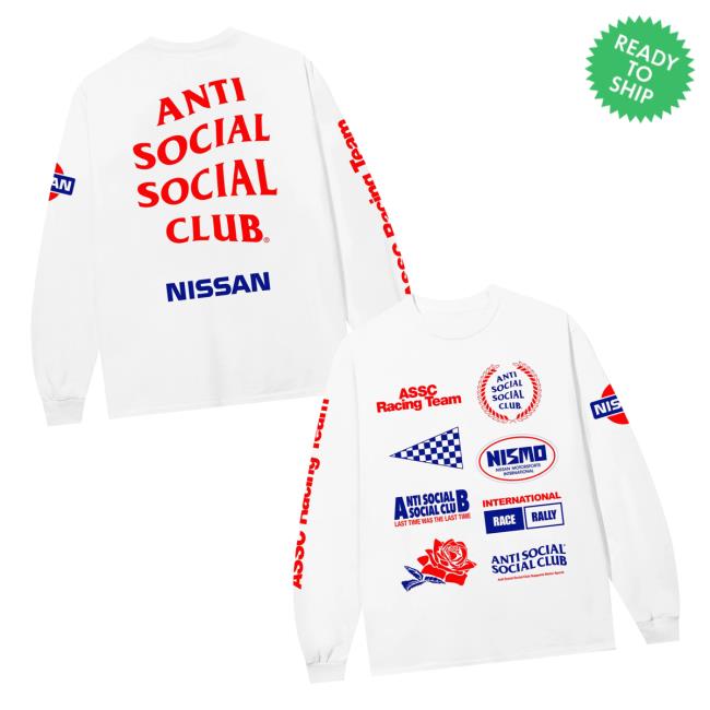 Antisocialsocialclub Merch Store Assc X Nissan Racing Team Ls Tee White Antisocialsocialclub Merch Store Assc X Nissan Racing Team Ls Tee White
