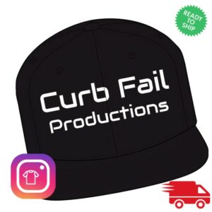 Common X Podcast Store Merch Curb Fail Productions Snapback Hat Black Logo Embroidered Cap