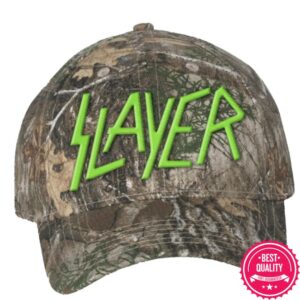 Slayer Store Merch Green Embroidered Slayer Logo Camo Hat