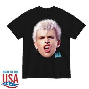 Billy Idol Store Merch Billy Smirk Black T-Shirt