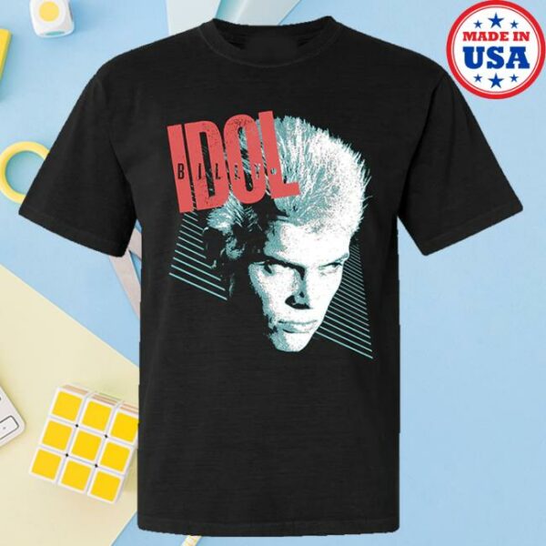 Billy Idol Store Merch Face Stripes T-Shirt - Newest Fashion Trends