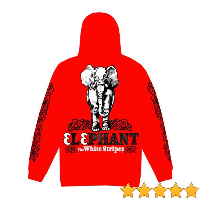 White Stripes Store Merch Elephant Red Hoodie White Stripes Store Merch Elephant Red Hoodie