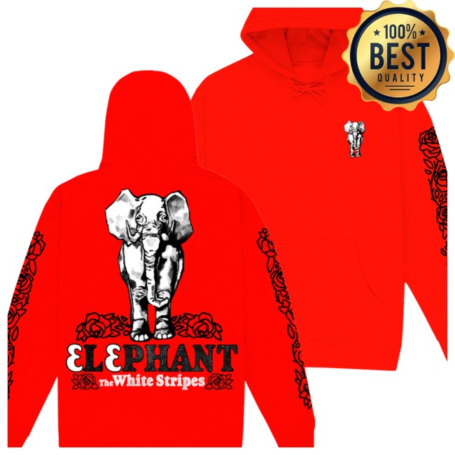 White Stripes Store Merch Elephant Red Hoodie White Stripes Store Merch Elephant Red Hoodie
