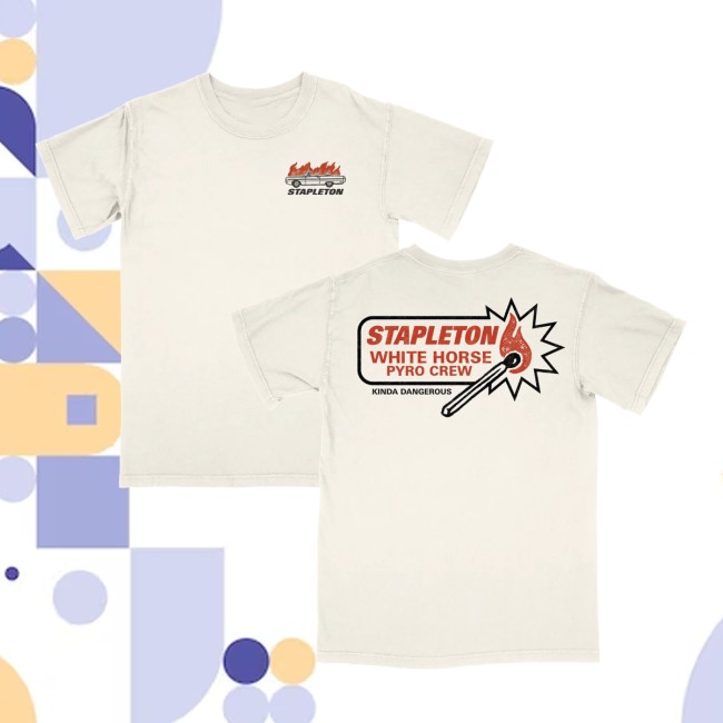 Chris Stapleton Store Merch White Horse Pyro Crew Ivory Tee Chris Stapleton Store Merch White Horse Pyro Crew Ivory Tee