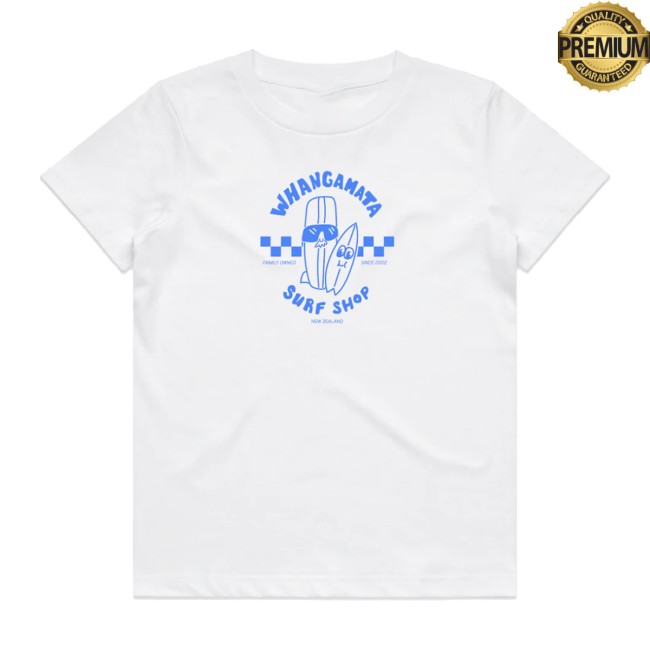 Whangamata Surf Shop Store Whangamata Surf Shop Kids Surf Dudes White Tee Whangamata Surf Shop Store Whangamata Surf Shop Kids Surf Dudes White Tee