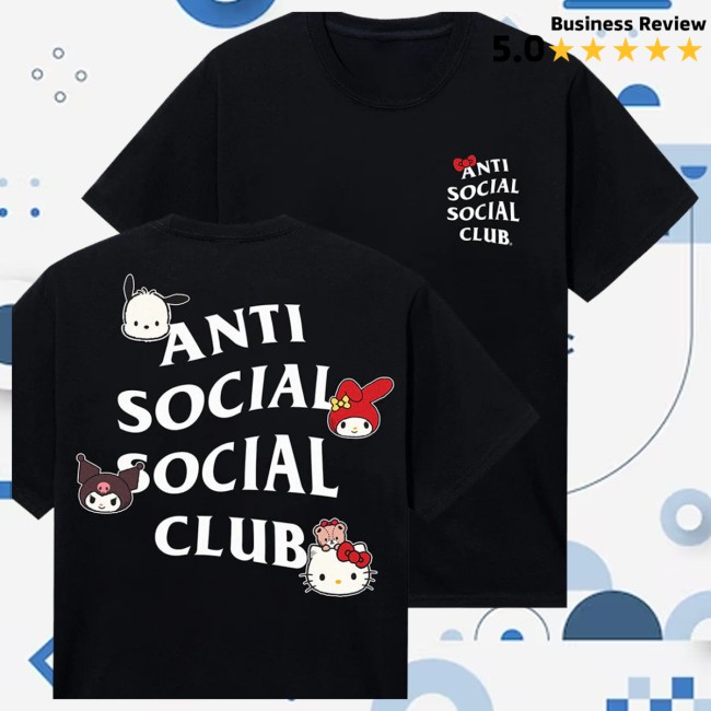 Sanrio Store Merch Anti Social Social Club X Hello Kitty And Friends Black Tee Sanrio Store Merch Anti Social Social Club X Hello Kitty And Friends Black Tee