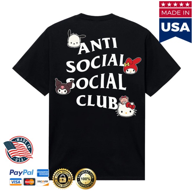 Sanrio Store Merch Anti Social Social Club X Hello Kitty And Friends Black Tee Sanrio Store Merch Anti Social Social Club X Hello Kitty And Friends Black Tee