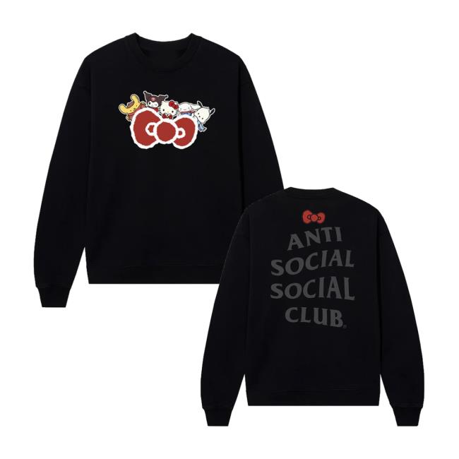 Sanrio Merch Store Anti Social Social Club X Hello Kitty And Friends Big Bow Crewneck Sanrio Merch Store Anti Social Social Club X Hello Kitty And Friends Big Bow Crewneck