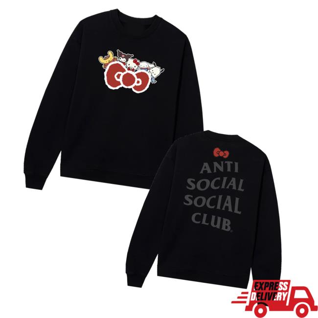 Sanrio Merch Store Anti Social Social Club X Hello Kitty And Friends Big Bow Crewneck Sanrio Merch Store Anti Social Social Club X Hello Kitty And Friends Big Bow Crewneck