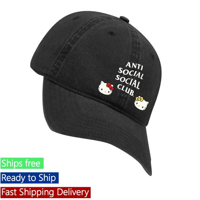 Sanrio Merch Store Anti Social Social Club X Hello Kitty Dad Cap Sanrio Merch Store Anti Social Social Club X Hello Kitty Dad Cap