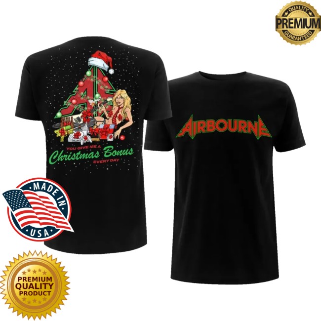 Airbourne Store Merch Christmas Bonus Black Tee Airbourne Store Merch Christmas Bonus Black Tee