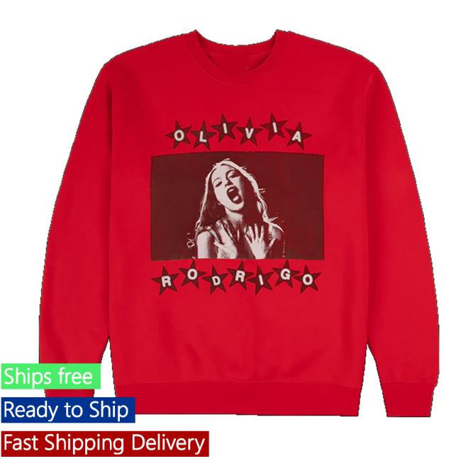 Olivia Rodrigo Merch Store All American Red Photo Crewneck Olivia Rodrigo Merch Store All American Red Photo Crewneck