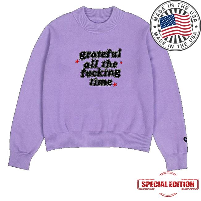 Olivia Rodrigo Merch Store Grateful All The Fucking Time Knit Sweater Olivia Rodrigo Merch Store Grateful All The Fucking Time Knit Sweater