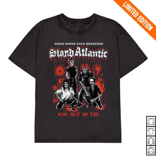 Billy Bones Club Merch Store Stand Atlantic X Bones Band Tee Washed Black Billy Bones Club Merch Store Stand Atlantic X Bones Band Tee Washed Black