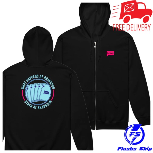 Shop By Bravo Store Merch Bravocon What Happens At Bravocon Zip-Up Hoodie Shop By Bravo Store Merch Bravocon What Happens At Bravocon Zip-Up Hoodie