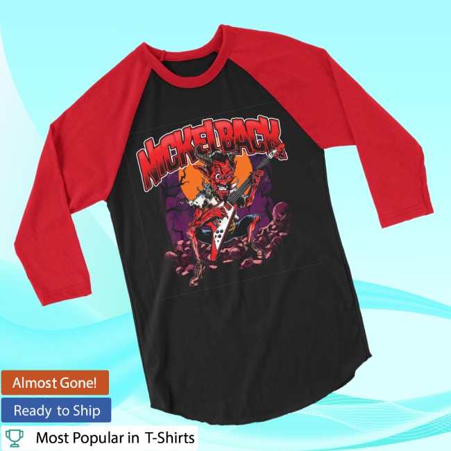 Nickelback Store Merch Devil Went Down Black Red Raglan Nickelback Store Merch Devil Went Down Black Red Raglan