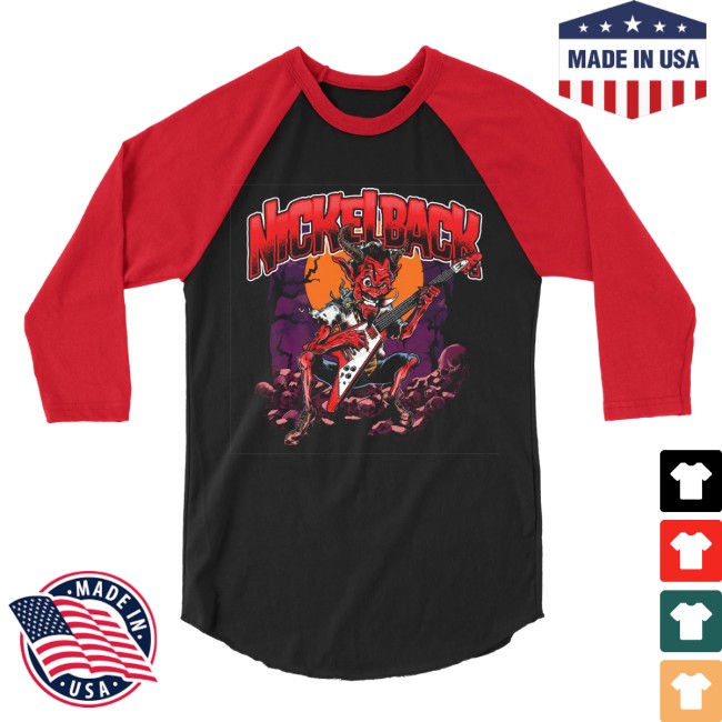 Nickelback Store Merch Devil Went Down Black Red Raglan Nickelback Store Merch Devil Went Down Black Red Raglan