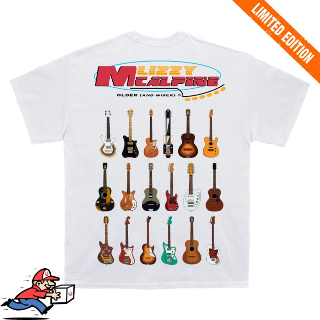 Lizzy Mcalpine Store Merch Older (And Wiser) Guitar White Tee 2 kenny lizzy mcalpine store merch older and wiser guitar tee white