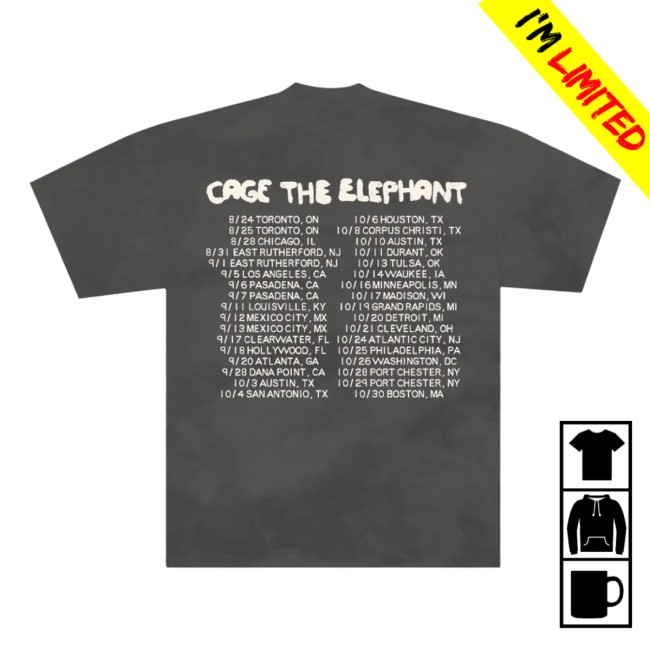 Cage The Elephant Store Merch Band Photo 2025 Tour Tee Cage The Elephant Store Merch Band Photo 2025 Tour Tee