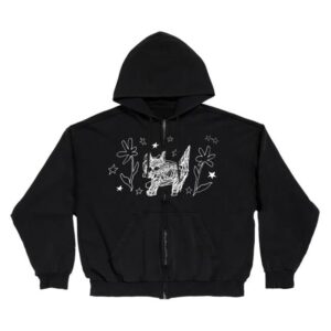 Beabadoobee Merch Store Scribble Cat Zip Hoodie