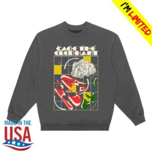 Cage The Elephant Merch Store Abstract Checkered Tour Crewneck