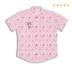Plus44 Merch Store Poolside Button Up Short Sleeve Shirt White Red
