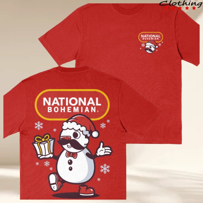 National Bohemian Store Merch Merry & Bright Red Tee National Bohemian Store Merch Merry & Bright Red Tee