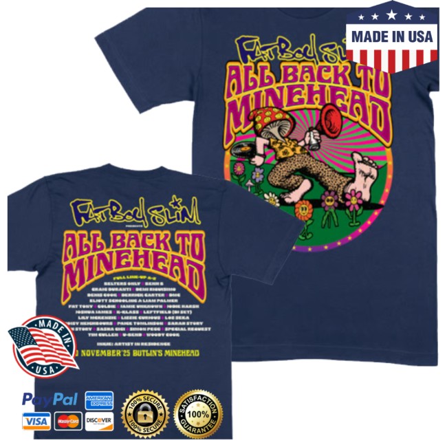 Fatboy Slim Store Merch Navy ‘All Back To Minehead Event 2025’ T-Shirt Fatboy Slim Store Merch Navy ‘All Back To Minehead Event 2025’ T-Shirt