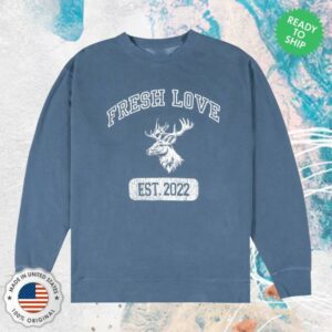 Fresh Love Clothing Merch Store Blue College Logo Crewneck