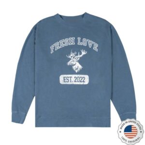 Fresh Love Clothing Merch Store Blue College Logo Crewneck