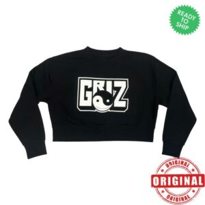 Griz Merch Store Griz Block Logo Cropped Crew Neck Fleece In Black