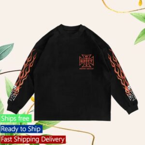 Official Ghost Racing Store Merch Cross Flames Black Long Sleeve