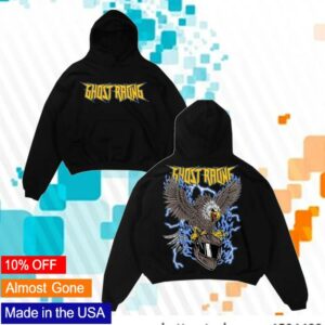 Ghost Racing Merch Store Blue Flaming Eagle Hoodie