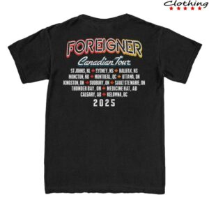 Foreigner Store Merch 2025 Canadian Tour Tee