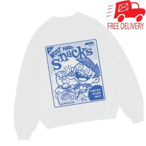 Laugh Daily Apparel Store Merch Jstu Cereal Crew In White