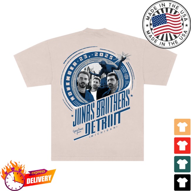 Jonas Brothers Store Merch Greetings From Your Hometown Detroit, Mi Tee Jonas Brothers Store Merch Greetings From Your Hometown Detroit, Mi Tee