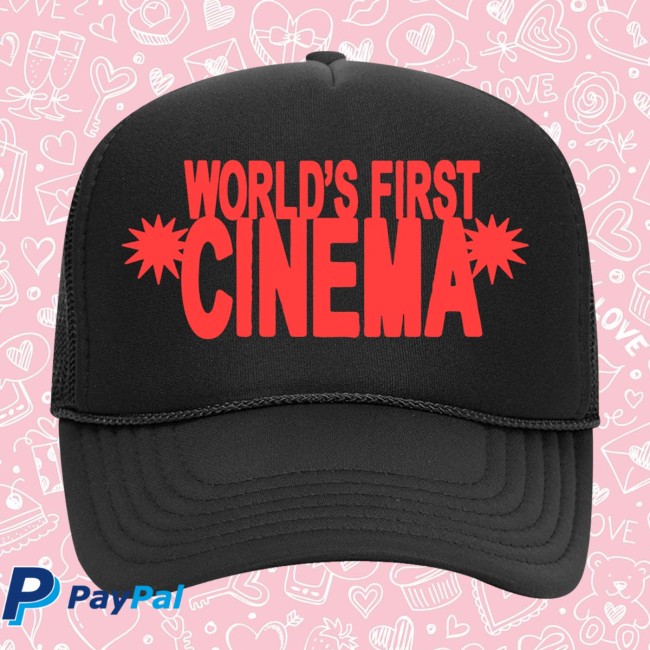 Merchnow Store Merch World’s First Cinema Stacked Logo Black Trucker Hat Merchnow Store Merch World’s First Cinema Stacked Logo Black Trucker Hat